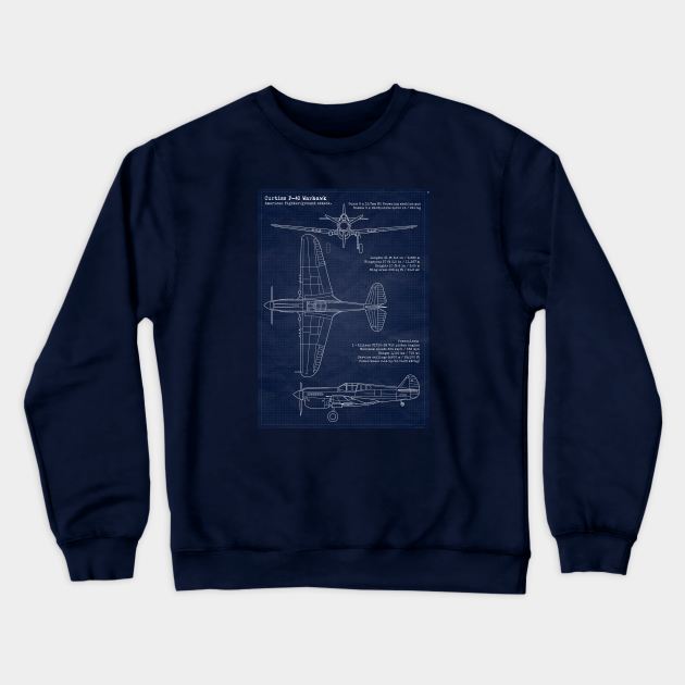 P40 WarHawk Blueprint Crewneck Sweatshirt by Aircraft.Lover